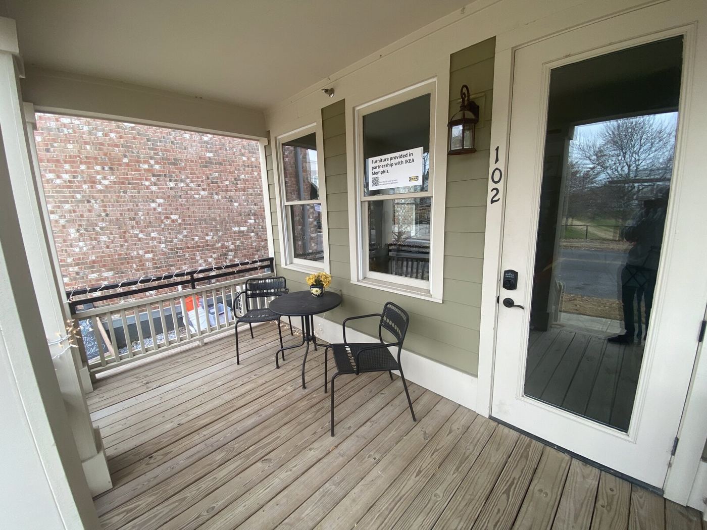 Front porch of a live-work building at Malone Park Commons